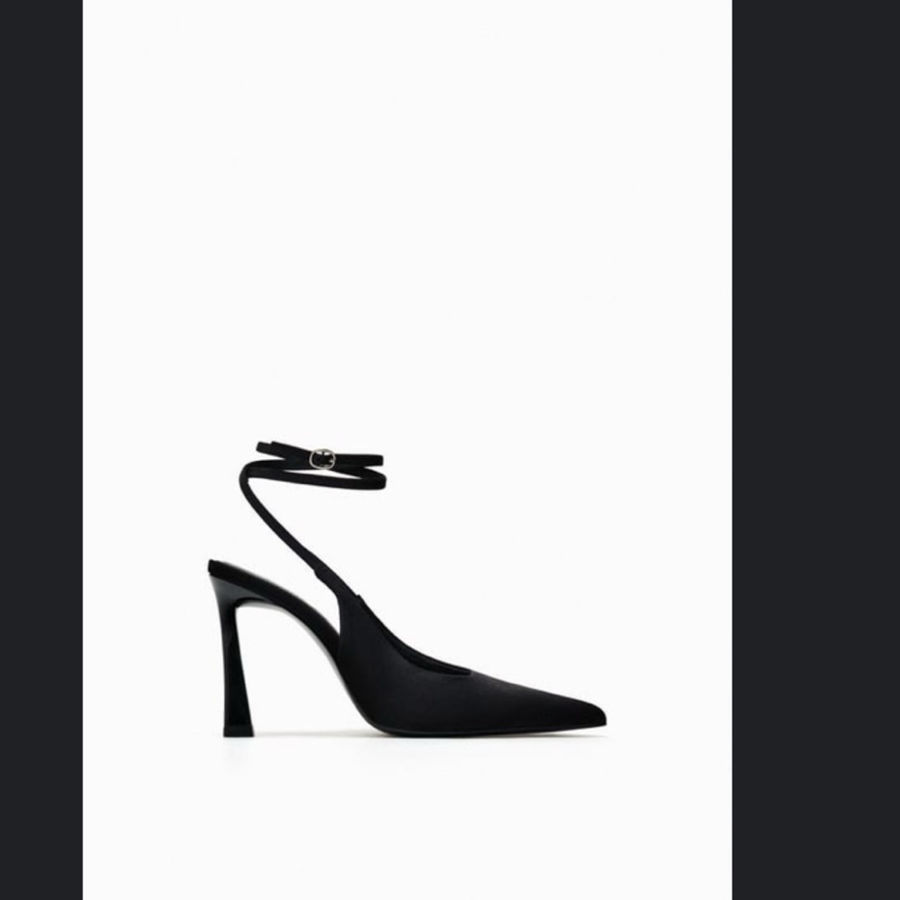 Zara Black Lace Up Heeled Shoes